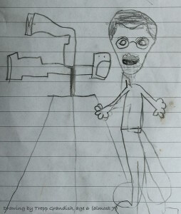 Portrait of Chris Cunningham in pencil by a young artist